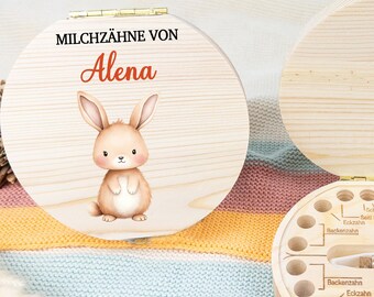 Tooth box rabbit, personalized tooth box children, milk teeth, milk tooth box, wooden tooth box, baby gift, tooth box girl