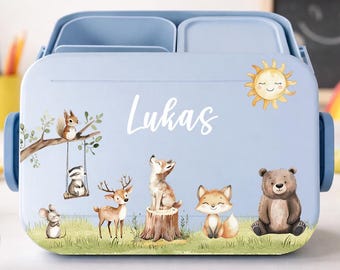 Waldtiere Brotdose mit Namen für Kinder – Personalisierte Lunchbox Mepal,Geschenkidee für Jungen und Mädchen, Lunchbox Waldtiere