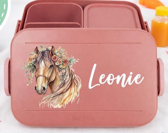 Gepersonaliseerde lunchbox met paardendesign voor kinderen – mepal lunchbox, cadeau-idee voor meisjes, lunchbox met paardenmotief