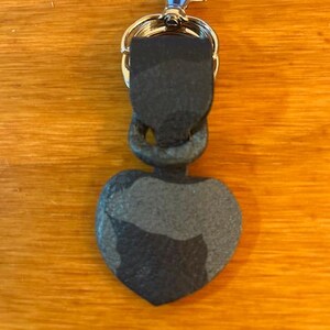 Black and Grey camo soft leather heart shaped key chain - USA Handmade