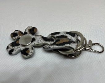 Leopard soft real Leather key chain