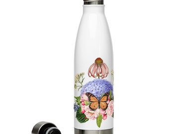 August Native Plants and Pollinators Stainless Steel Water Bottle