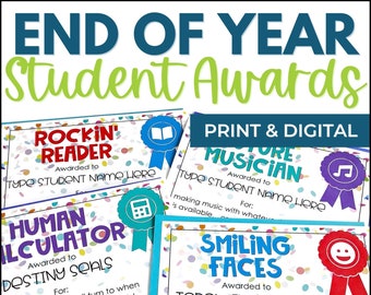 End of the Year Awards - Editable End of Year Student Awards - Print & Digital