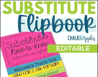 Substitute Flipbook - Editable Quick Reference Substitute Binder Alternative
