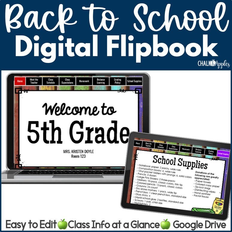 Digital Back to School Flipbook  Digital Meet the Teacher - A