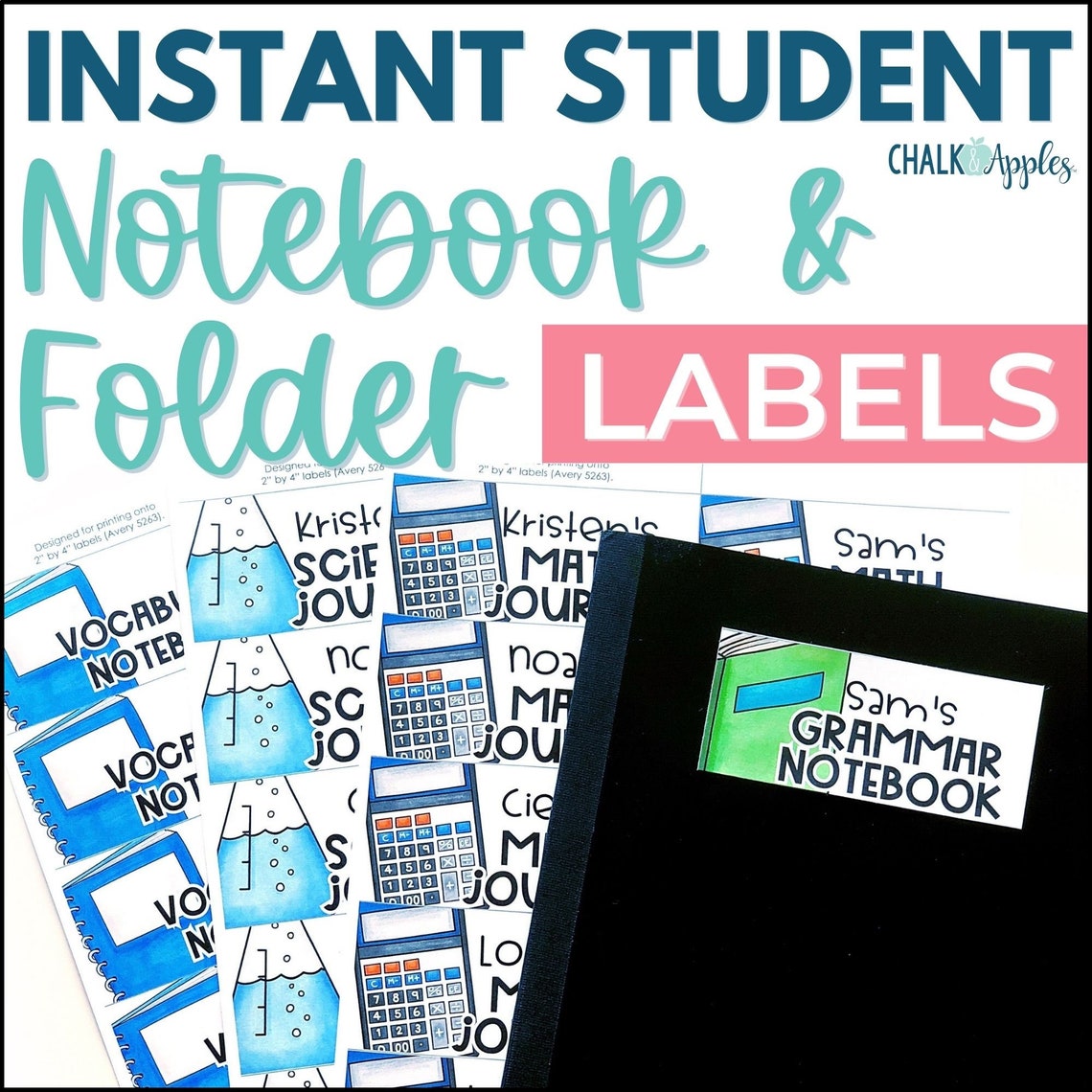 Instant Editable Binder Labels Student Notebook Labels and Etsy