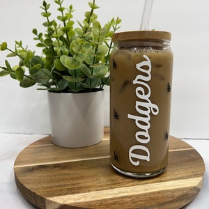 White and Black Los Angeles Dodger Glass Can Cup - Iced Coffee Cup - Beer Can Glass - Soda Can Glass - 20 oz - Dodgers Glass Cup