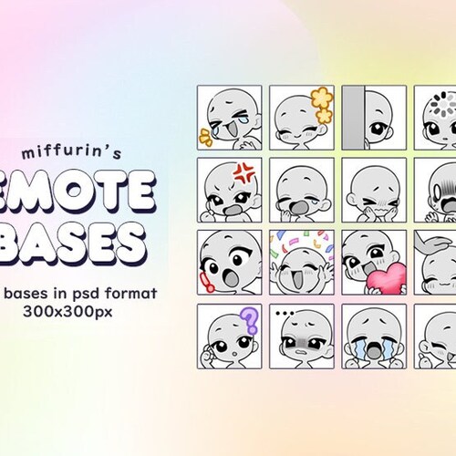 Emote Base Pack / YCH Emotes / Templates / Draw Your Own Etsy