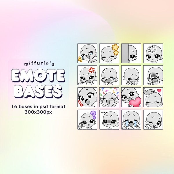 Emote Base Pack #01 - ¡16 bases para dibujar tus propios emotes!