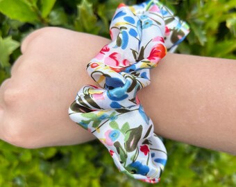 Floral satin scrunchie