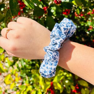 blue floral scrunchie