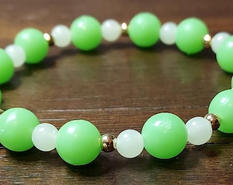 Lime Green and White Glow Bracelet