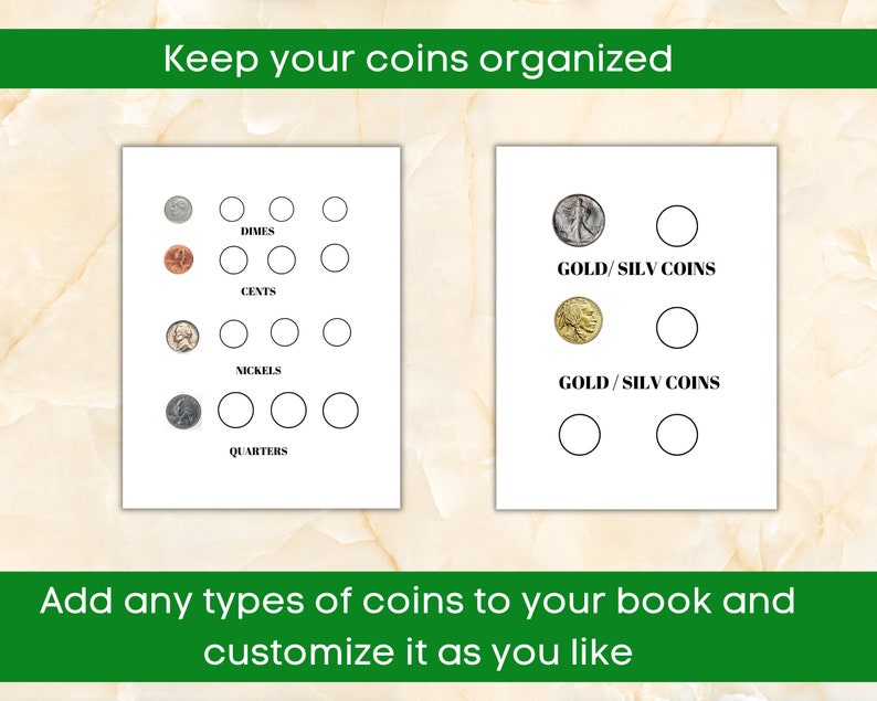 Printable Coin Collecting Book for Collecting Coins, Perfect Gift for a Coin Collector or