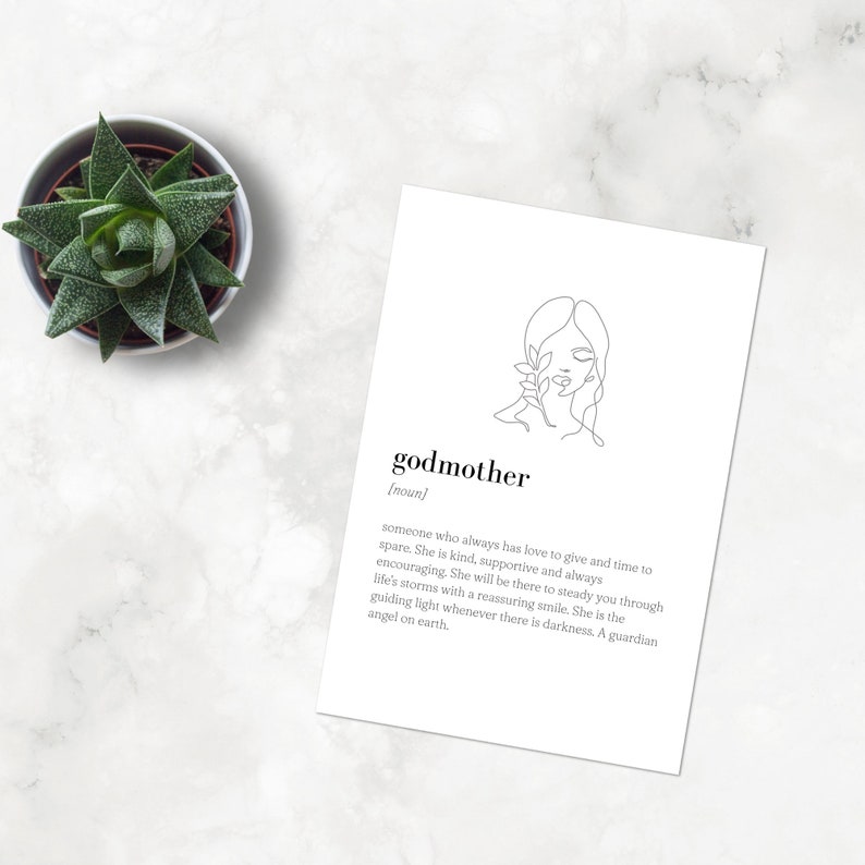 Godmother Definition Print, Instant Download, Minimalist Print, Godmother Gift, Wall Art