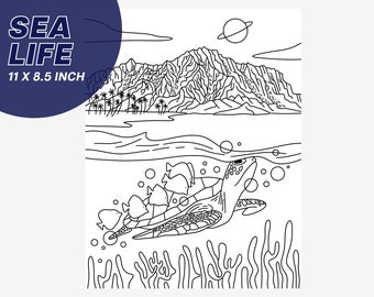 INSTANT DOWNLOAD! - Sea Life Coloring Page, Printable Coloring Page, Nature, Tropical