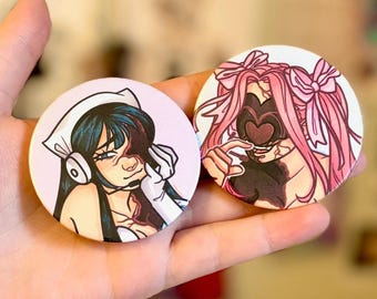 Zombie Stage 2-inch Pins - Mizi & Sua Character Pins