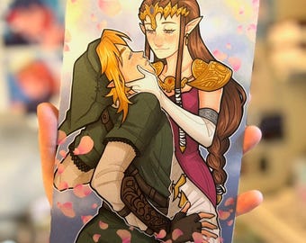 Zelda & Link Mini Print - Legend Game Inspired Anime Print