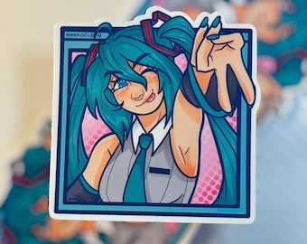 Hatsune Miku Y2K Vinyl Sticker - Anime Vocaloid Girl Character Sticker