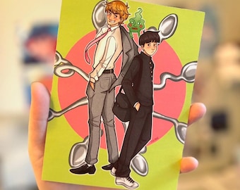 Psychic & Mentor Mini Print - Mob Psycho Inspired Anime Print