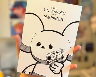 Un-Tandem Mouse Gun Mini Print - Gaming Funny Joke Print