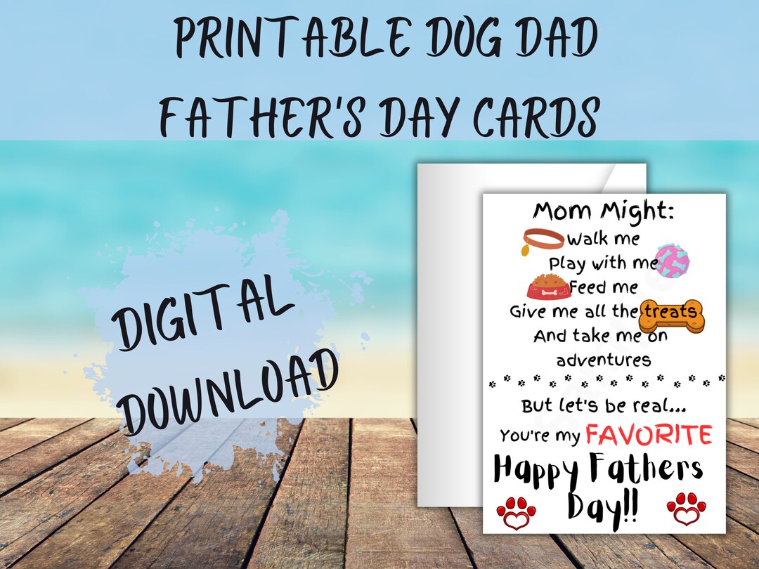 Fathers Day Dog Card Dog Dad Printable Card Fathers Day - Etsy