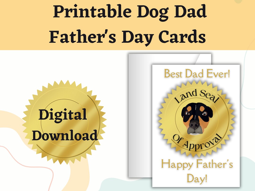 Dog Fathers Day Card Dog Dad Printable Card Fathers Day - Etsy