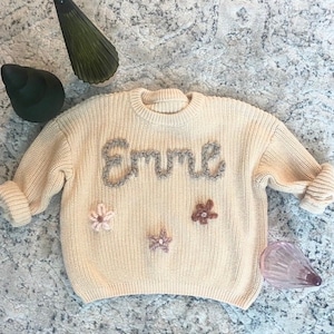 Personalized Hand Embroidered Baby Name Sweater for Babies, Toddlers & Kids image 1