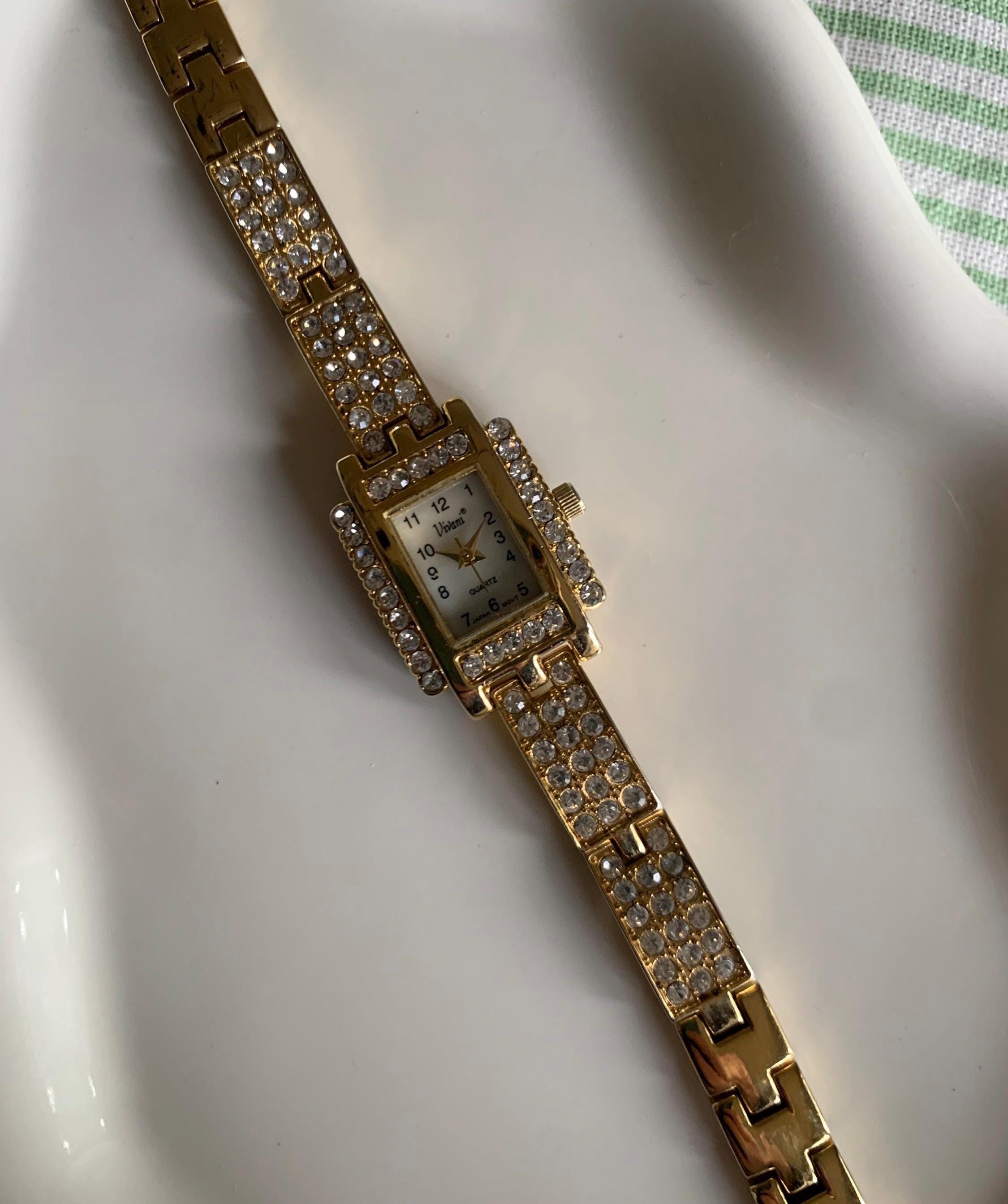 Gold Diamanté Vivani Watch with Mother of Pearl Dial Vintage Vivani Quartz Women main image 4