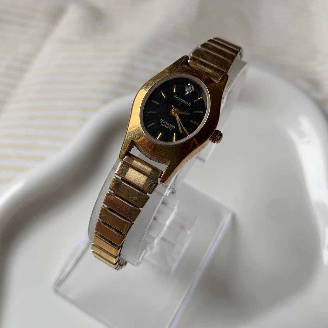 Vintage Gold Tone & Diamond Armitron Ladies Watch W/ New  display picture 1