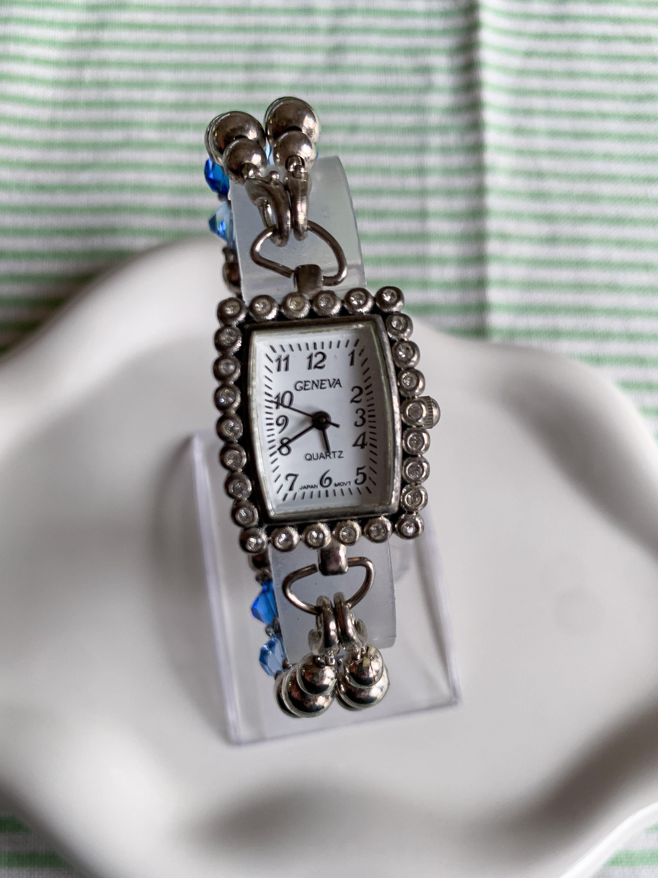 Vintage Geneva Blue Beaded Watch Bracelet Geneva Wristwatch Bands for sale - eBay main image 4