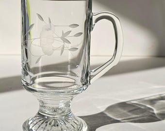 Mug à café irlandais Princess House, cristal gravé, motif Heritage