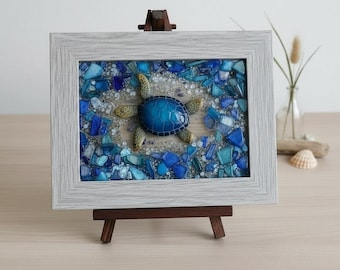 DIY Resin Crushed Glass Art Kit with Turtle