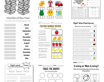 Printable Pre-K Preschool Kindergarten Worksheets