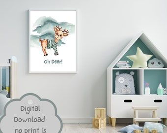 Oh Deer! Digital Download - Wall Art for children's bedroom, nursery, playroom, and more!