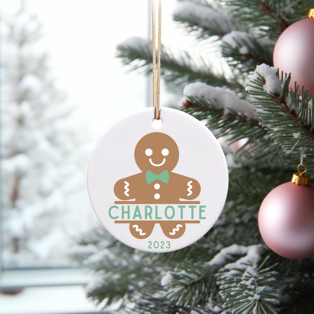 Gingerbread Man Name & Year Christmas Ornament Custom Etsy