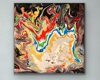 Flammen der Liebe - Abstrakte Kunst: Handgemachtes Acrylbild