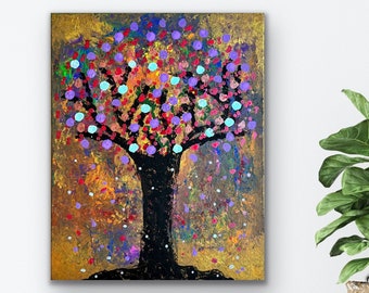 Handmade Tree of Life Acrylic Painting: Abstract Art (16x20-inch)