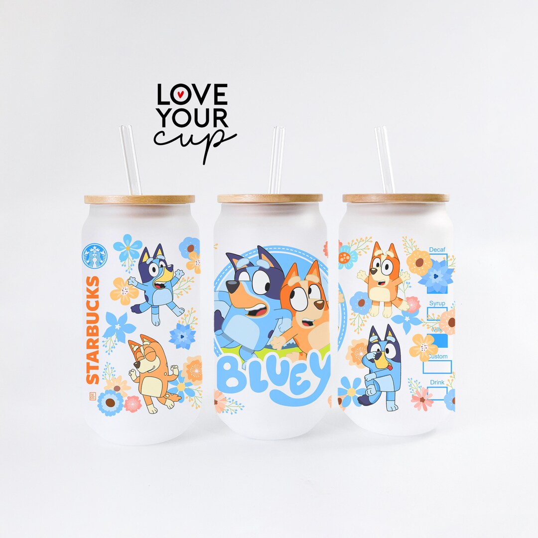 Bluey Glass Cup Bluey Cup Bluey Tumbler Bingo Cup Bluey Etsy