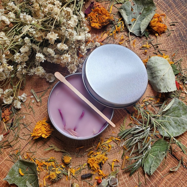 Lavender Orchid Sleep Balm, Stress Relief Calming Balm, 100% Handmade Natural Salve, Herbal Ointment, Purple Beeswax Balm, Aroma Relaxing