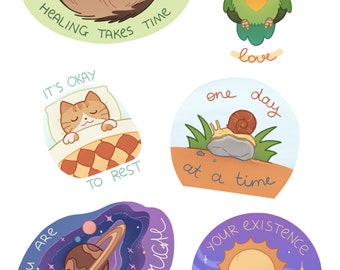 positive mental health self care stickers