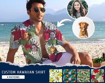 Camisa hawaiana personalizada con cara, camisa de perro hawaiana de despedida de soltero, regalo de verano de camisa de cara personalizada