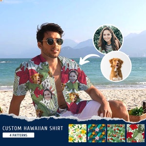 Custom Hawaiian Shirt with Face, Bachelor Party Hawaiian Dog Shirt, Custom Face Shirt Summer Gift