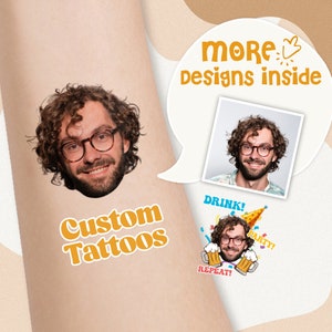 Custom Temporary Tattoo for All Party with Face - Bachelorette Tattoo Sticker with Photo Waterproof Groom Tattoo Bachelor Face Tattoo