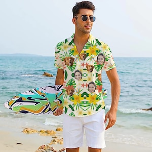 Custom Hawaiian Shirt with Face, Bachelor Party Hawaiian Dog Shirt, Custom Face Shirt Summer Gift image 9