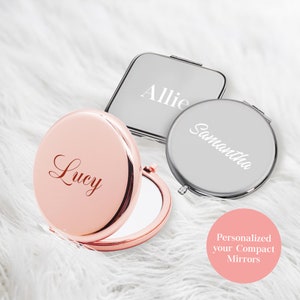 Personalized Compact Mirror for Bridesmaid Proposal and Bachelorette Party Favors - Wedding Favors and Bridesmaid Gifts