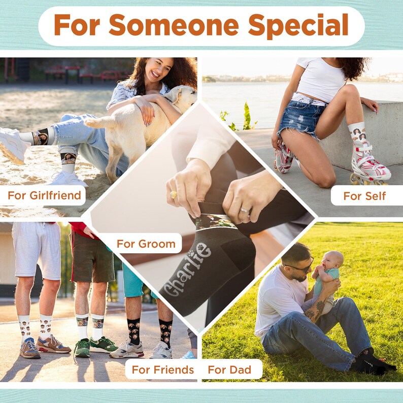 Chaussettes faciales personnalisées à partir de photo Chaussettes personnalisées chat chien avec visage Chaussettes amusantes pour hommes Chaussettes mettant n'importe quel joli visage sur le marié image 6