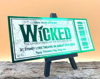 Wicked Ticket, Wicked, Souvenir, theatre ticket, concert ticket, foil, foil ticket, personalised ticket, custom event ticket, custom-made