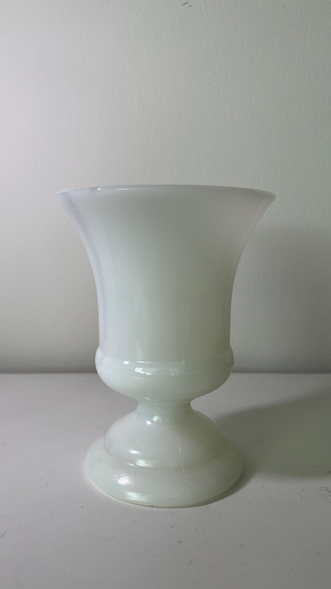 Antique Vintage Milk Glass Urn Vase Footed Pedestal Planter Etsy