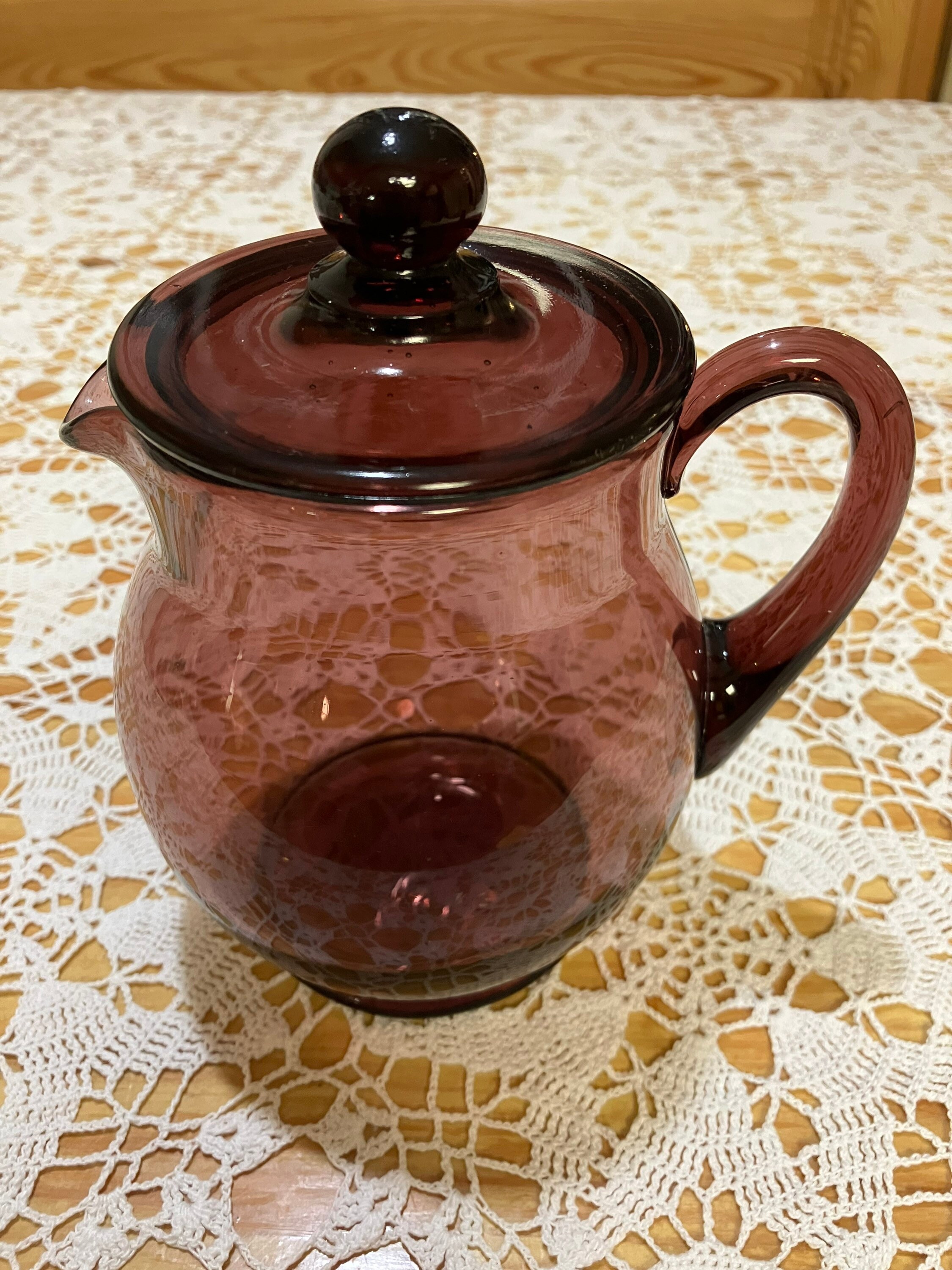 Vintage Amethyst Glass Creamer Pitcher With Lid Etsy