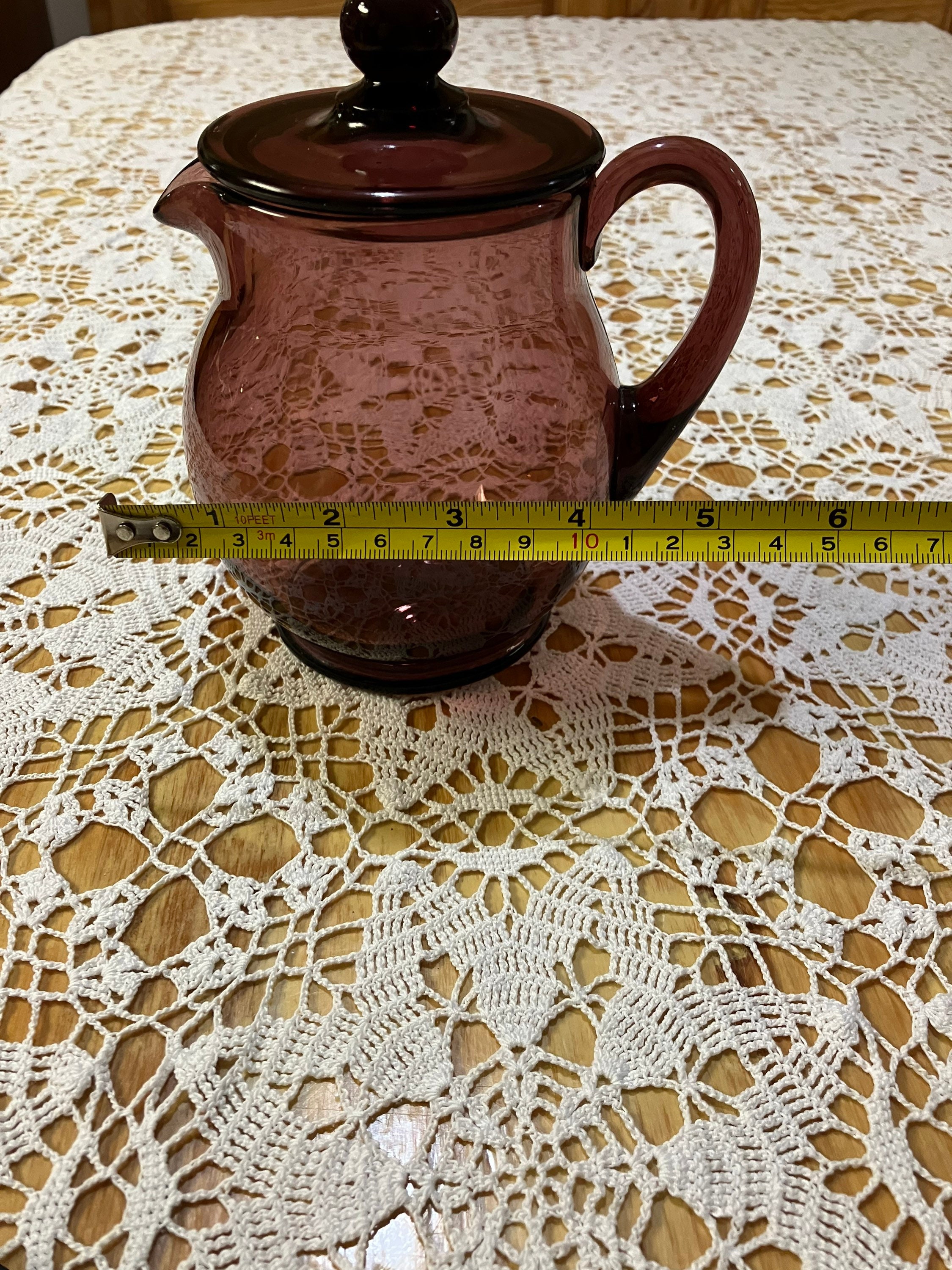 Vintage Amethyst Glass Creamer Pitcher With Lid Etsy